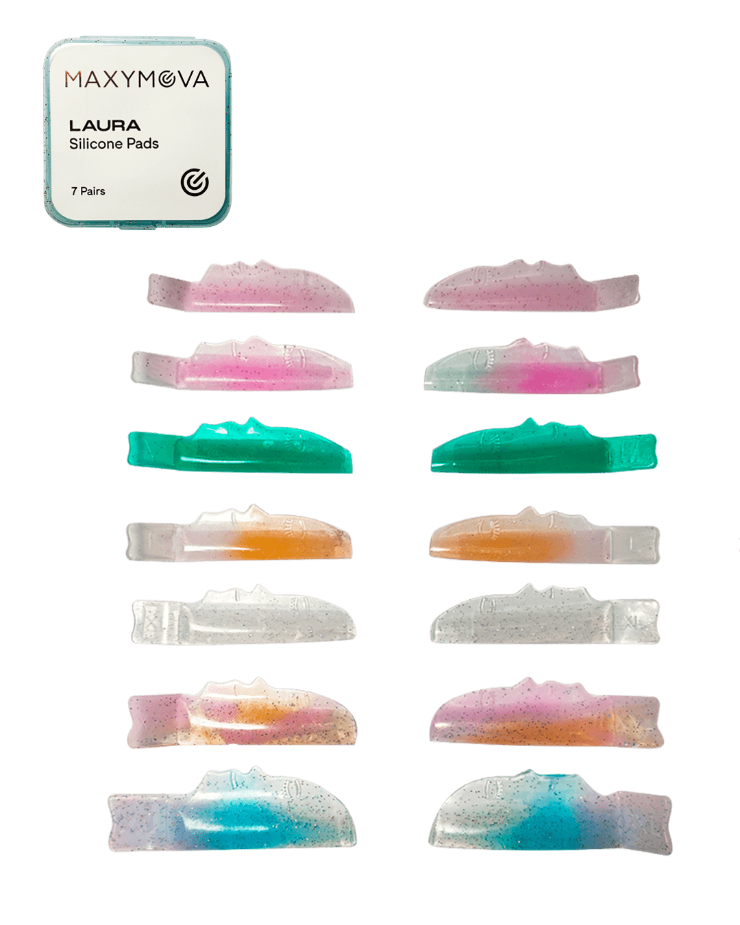 MAXYMOVA MOLDES DE SILICONA PARA PESTAÑAS LAURA - 7 PARES -cuvaura tipo LU