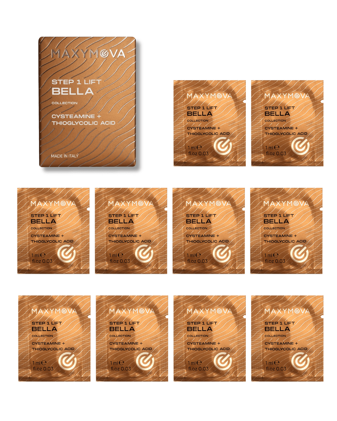 MAXYMOVA SOBRES DE LAMINACIÓN MONODOSIS BELLA STEP 2 FIX – COLECCIÓN BELLA SISTEMA COREANO PARA PESTAÑAS Y CEJAS – 10 X 1 ML
