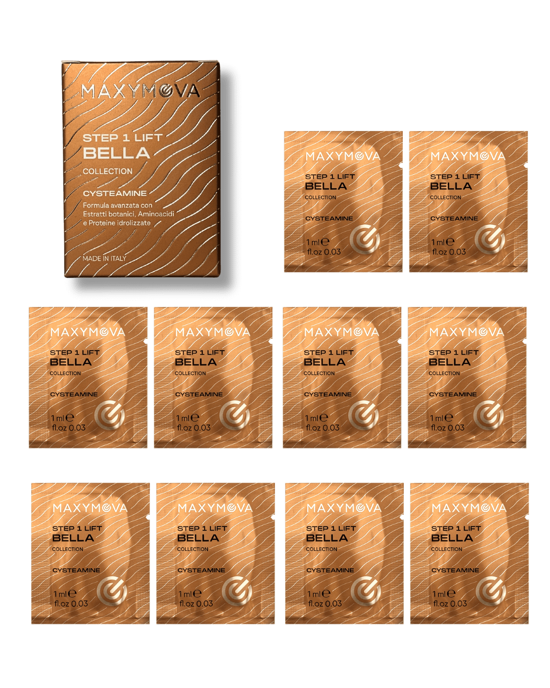 MAXYMOVA PASO 1 CISTEAMINA BELLA COLLECTION PARA LIFTING DE PESTAÑAS COREANO - MONODOSIS 10 X 1ML